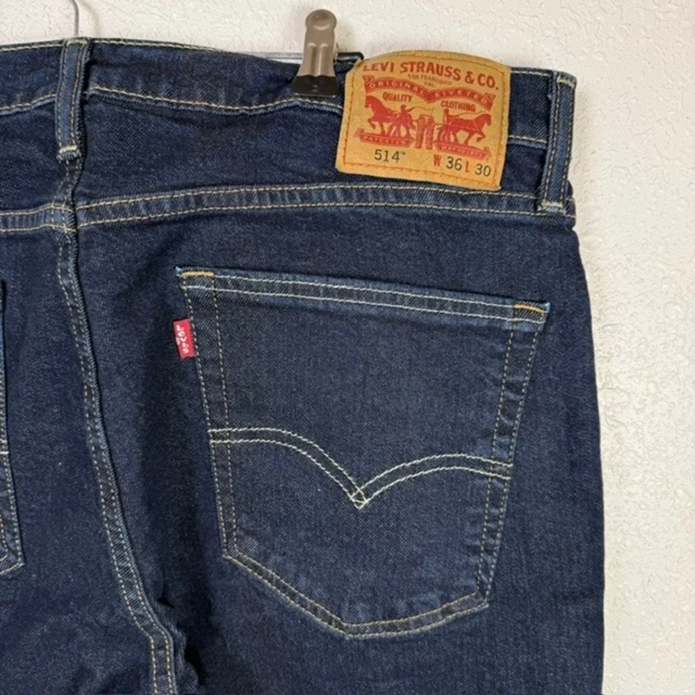 NWT Levi's 514 Straight Fit Jeans 2-Way Comfort Stretch Dark Wash 36x30